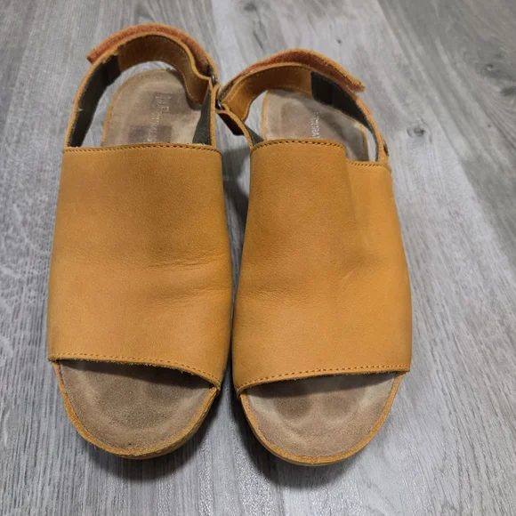 El Naturalista Mustard Leather Slingback Platform Comfort Sandals Boho - Picture 3 of 12